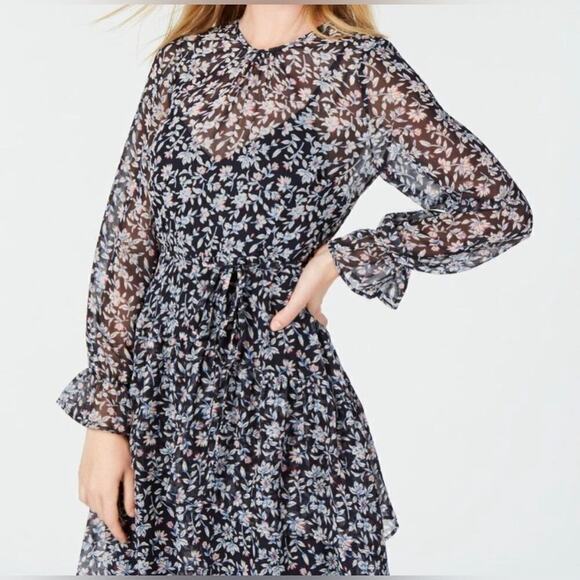 Maison Jules Women’s Fit and Flare Midi with Asymmetrical Ruffle and Hem Size 4 - Picture 3 of 9